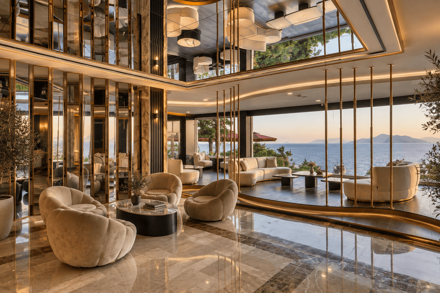 Bodrum Akyarlar otelinin iç mekânı